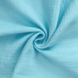 Ткань Муслин Жатый (Ширина 1,4м), цвет Небесно-голубой (на отрез) в Дубне