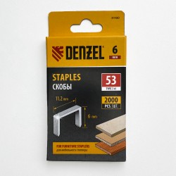 Denzel Скобы, 6 мм, для мебельного степлера, тип 53, 2000 шт. в Дубне