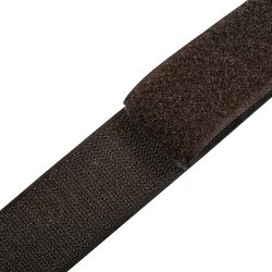 Контактная лента 40мм (38мм) цвет Тёмно-Коричневый (велькро-липучка, на отрез)  в Дубне